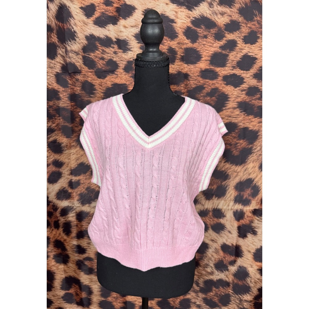 Sugar Moon Pink Cable Knit Sweater Vest